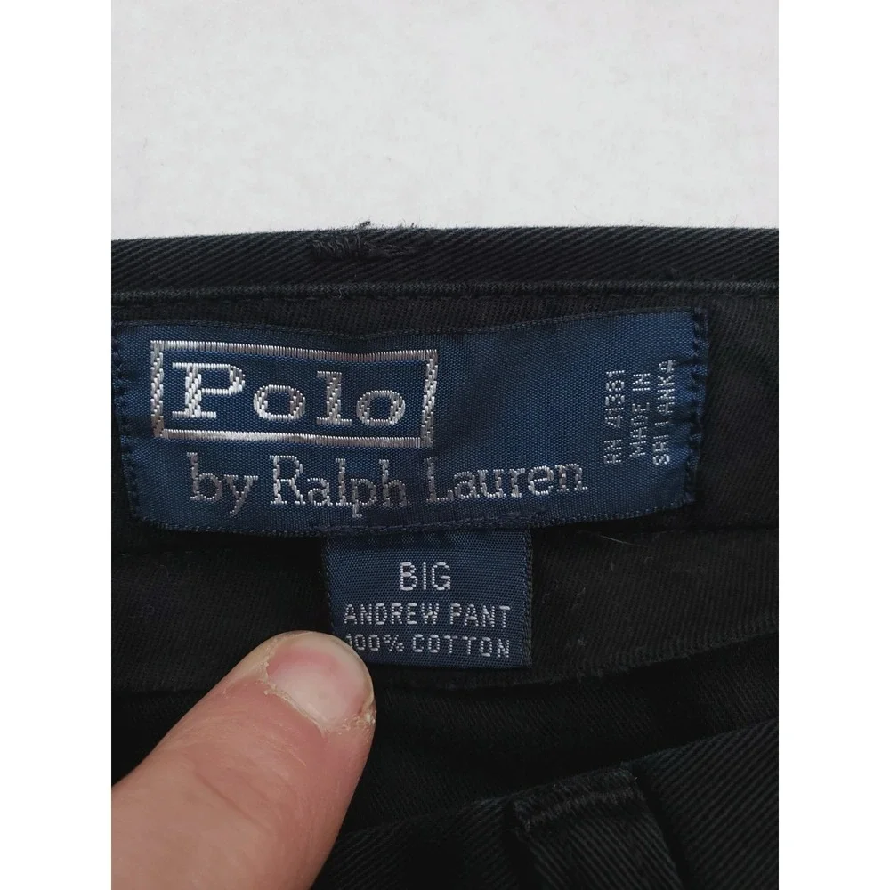 Vintage Polo Ralph Lauren Big Andrew Pants Mens 50Bx27 Black Pleated Slacks